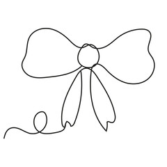 Bow in trendy One Line style. Continuous line Bowknot isolated white background. Simple design t-shirt print. Vector illustration can used web design. EPS 10