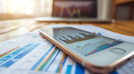 phone with analytics theme