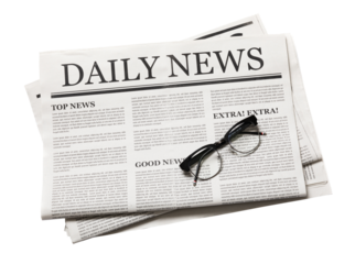 Business Newspaper isolated, Daily Newspaper mock-up concept, PNG transparency with shadow