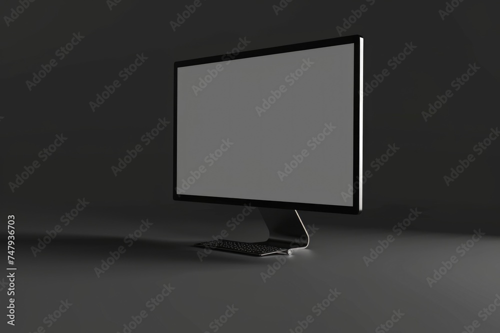 Poster A computer monitor placed on a desk. Suitable for office or technology concepts