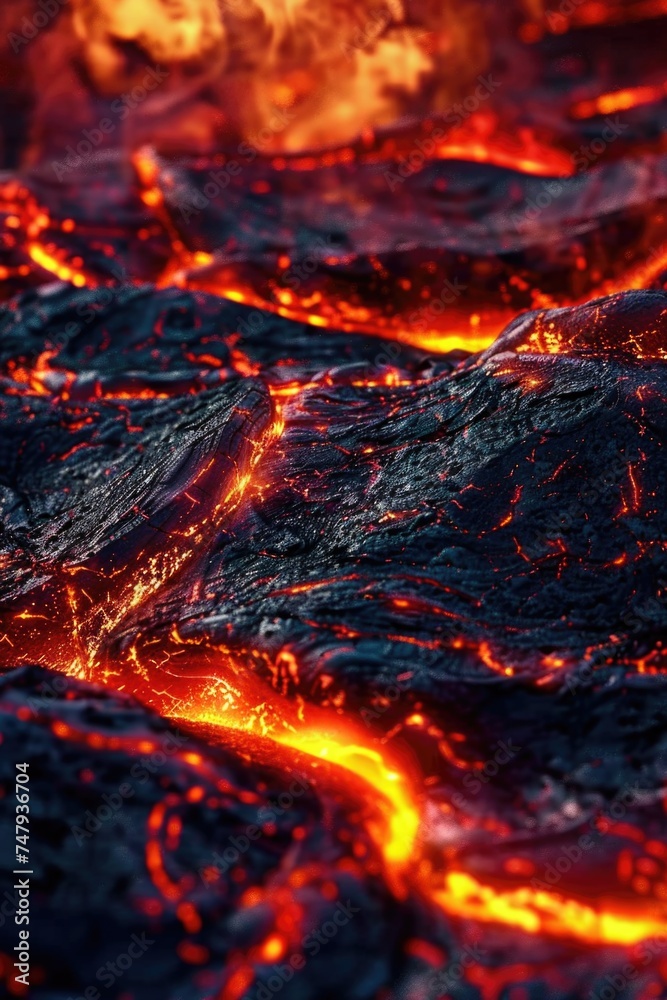Aufkleber close up of lava flow in the ocean, suitable for geology concepts