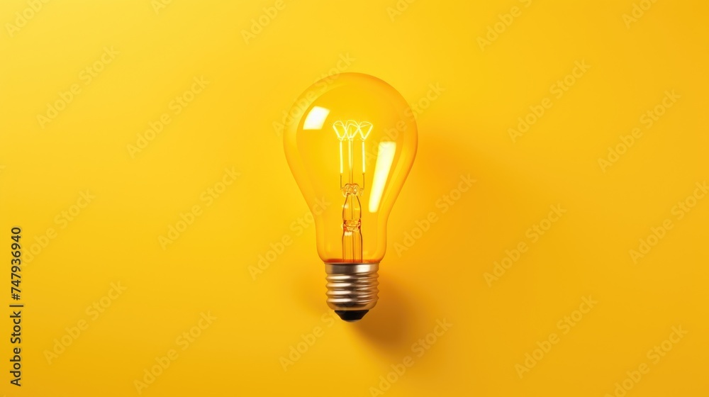Aufkleber a bright yellow light bulb on a matching yellow background. ideal for concepts related to creativity