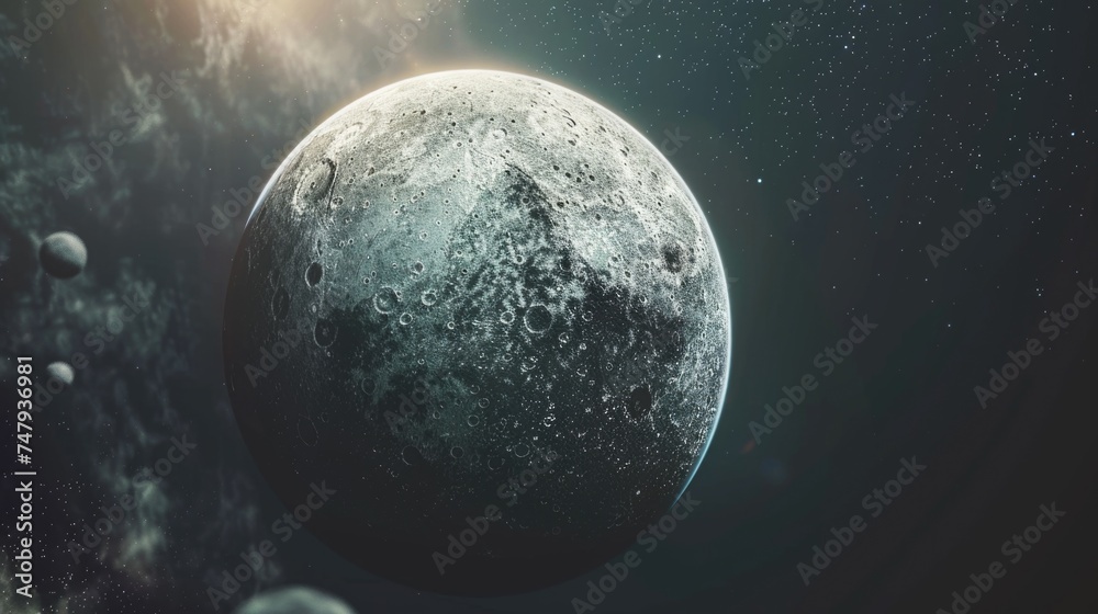 Poster a stunning image of a planet shining in the sky. perfect for space enthusiasts or educational materi