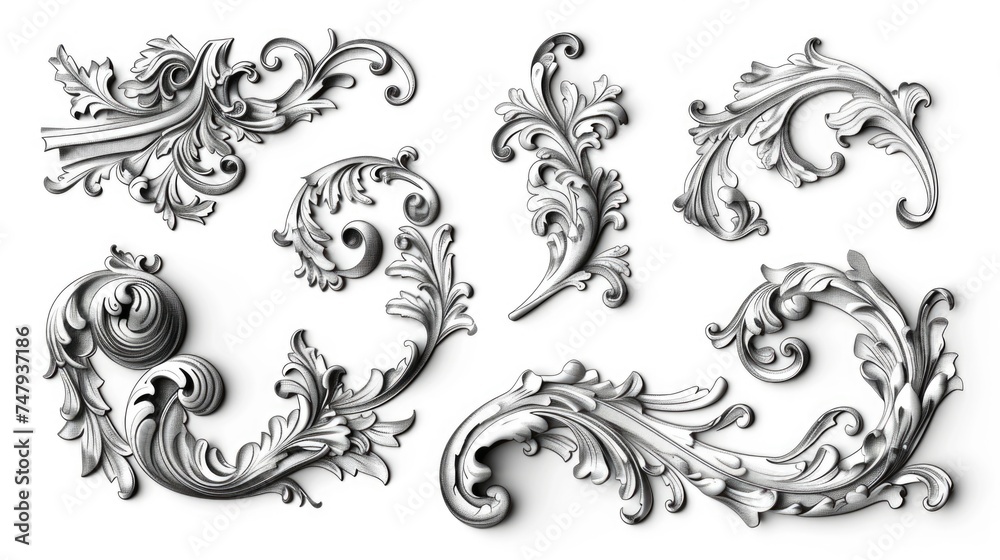 Poster elegant ornate scrolls on a clean white backdrop, perfect for design projects