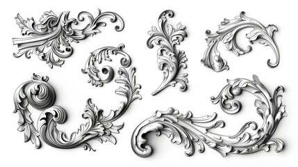 Elegant ornate scrolls on a clean white backdrop, perfect for design projects