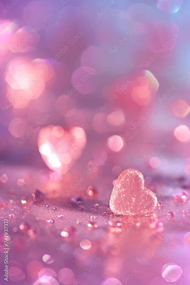 Poster a close up of a heart shaped object on a table, suitable for various romantic and love-themed design