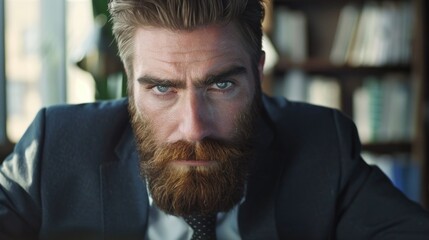 Fototapeta premium A detailed image of a man with a beard. Suitable for various projects