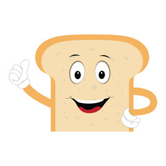 Happy Bread Slice Cartoon Mascot Character, Funny Sandwich Cartoon Vintage Bread Character Retro Style Bread Logo Vector Illustration 60s 70s Bread Retro Style