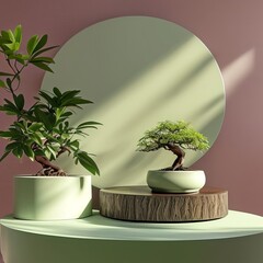 green bonsai showcase