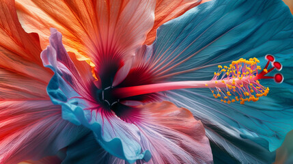 Close-up of an exotic hibiscus vivid colors
