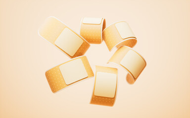 Adhesive bandage with medical concept, 3d rendering.
