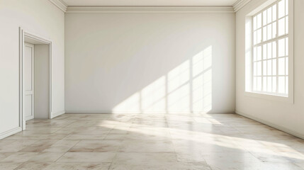 Fototapeta na wymiar Empty room with white wall and floor mock up.