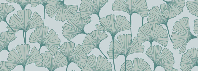 Fototapeta na wymiar Abstract light green botanical vector design with ginkgo biloba leaves.
