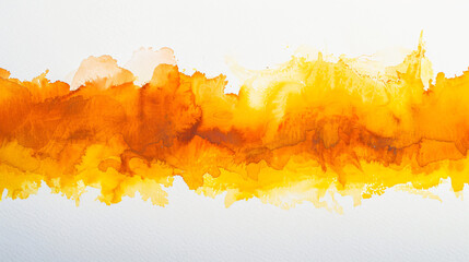 Orange ink and watercolor textures on white pape - obrazy, fototapety, plakaty
