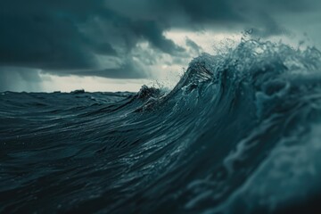 A powerful wave in the open sea, suitable for various design projects