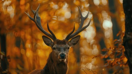 A close up of a deer in a forest. Perfect for nature or wildlife themes
