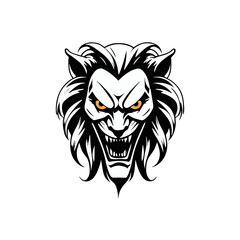 vector illustration of a Halloween clown face joker head concept. lion face joker logo