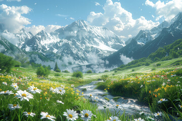 alpine meadow in the mountains