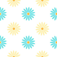 Seamless pattern with daisies chamomile. PNG.