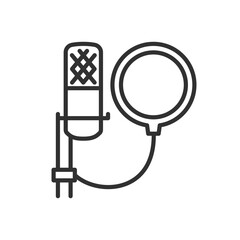 Fototapeta na wymiar Microphone with Pop Filter, linear icon. Line with editable stroke