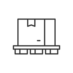 Box on pallet, linear icon. Loading. Logistics. Line with editable stroke