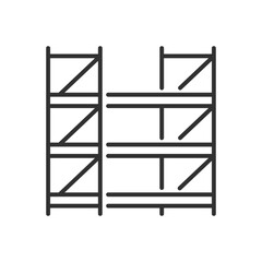 Warehouse shelving, linear icon. Shelves for warehouse. Line with editable stroke
