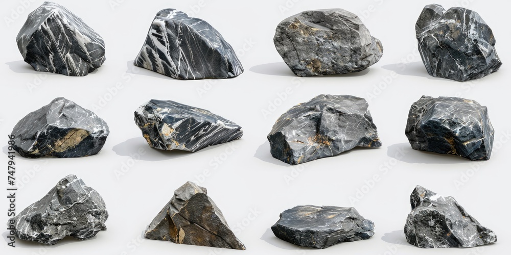 Poster Collection of rocks on a white background. Suitable for various design projects
