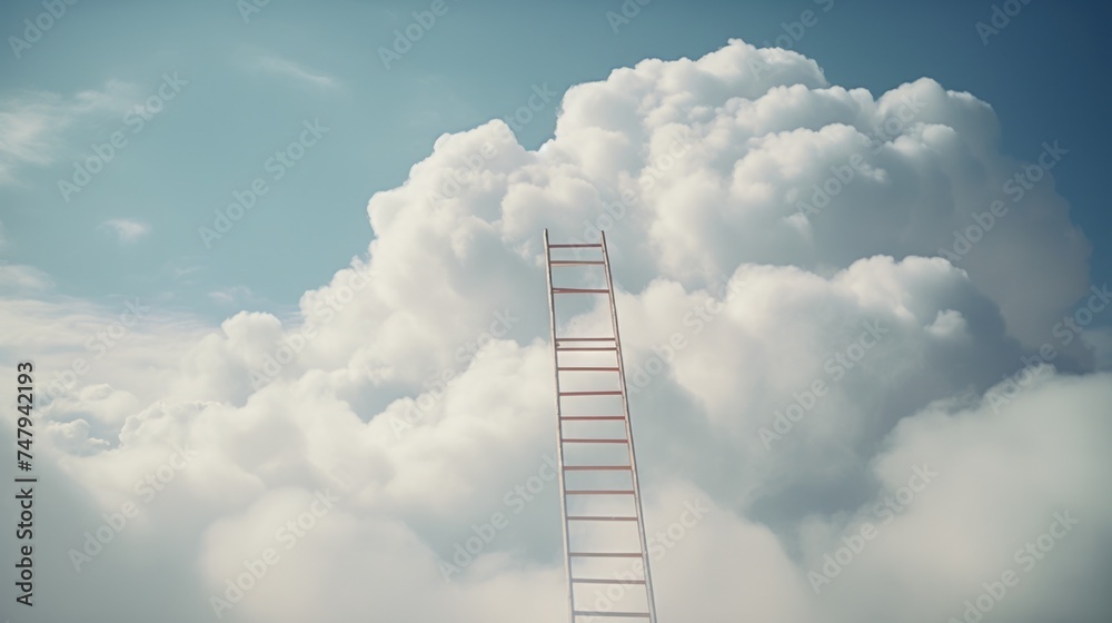 Aufkleber a ladder extending into the clouds. suitable for business and aspiration concepts