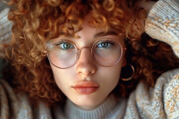 Close up of a person wearing glasses, suitable for various projects