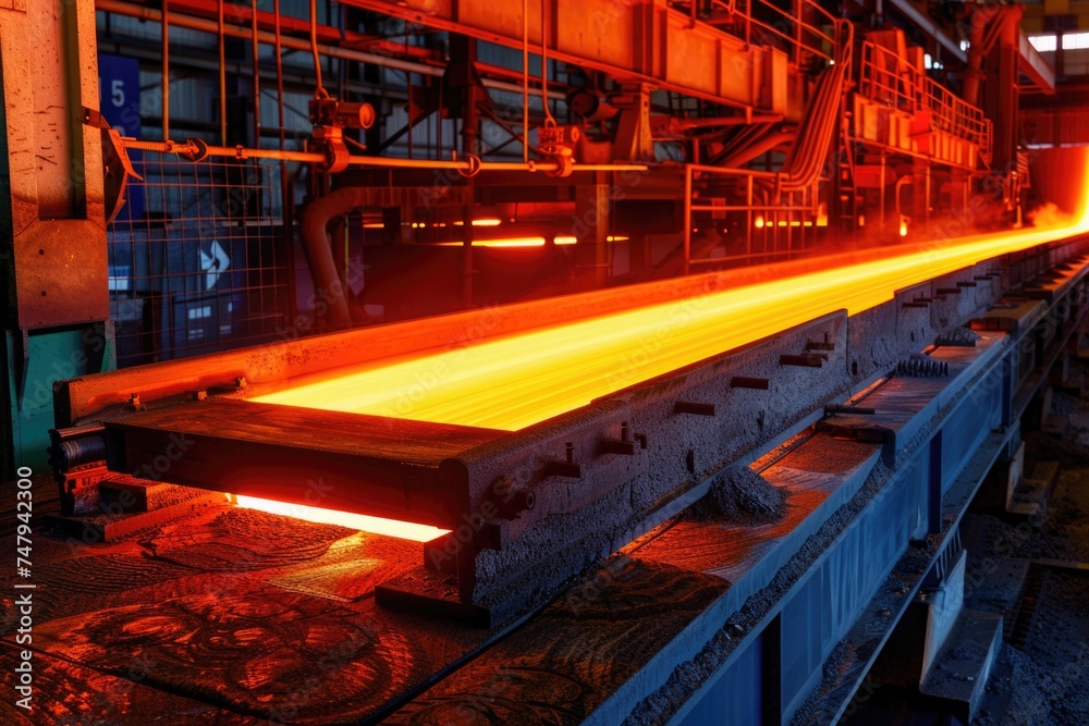 Poster Steel pouring process in a factory, ideal for industrial concepts - Posters