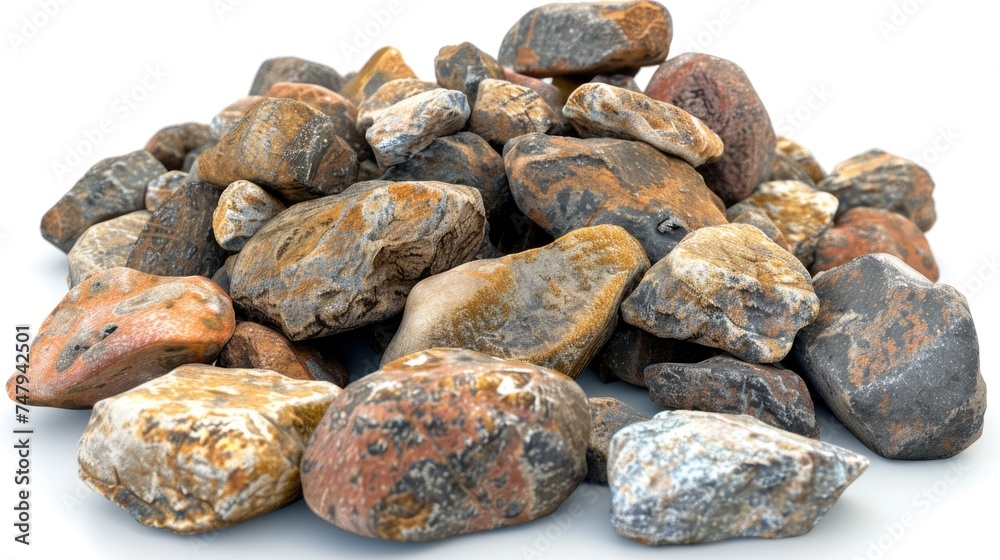 Aufkleber A pile of rocks on a white surface. Suitable for various design projects