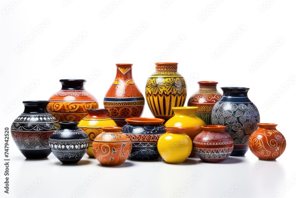 Poster several vases arranged in a row, suitable for interior design projects