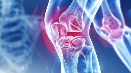 Close up vfx animation  person with joint and knee pain from leg trauma or arthritis