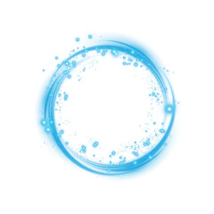Blue spark circle light effect with magic glow. Abstract round glitter sparkle blue. Shiny luxury circular dust particle design set with starlight trail. PNG.