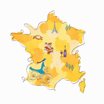 Illustrated map of France