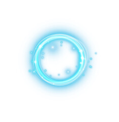 Blue spark circle light effect with magic glow. Abstract round glitter sparkle blue. Shiny luxury circular dust particle design set with starlight trail. PNG.