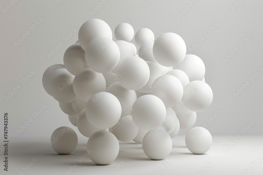 Poster White balls displayed on a table, suitable for various creative projects