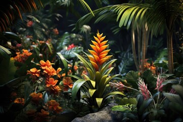 Vibrant orange flowers on a green plant, suitable for garden themes - Powered by Adobe