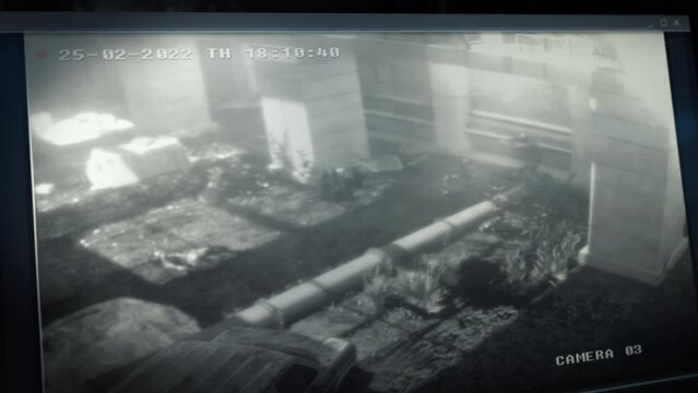 Modern surveillance system showing a dead soldier on a battlefield. Army Soldier dying during a fight on a battlefield zone. Intelligence system detecting a dead soldier on a battlefield