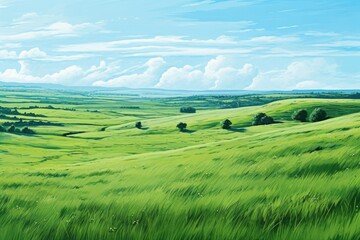 Fototapeta premium A beautiful painting of a green grass field. Perfect for nature-themed designs