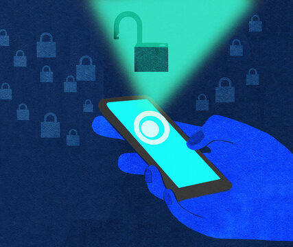 Hand using unsecure smartphone