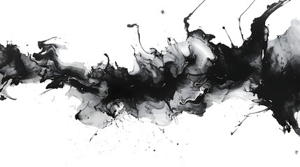 Art black and white watercolor, ink and felt-tip pen marker smear blot Abstract texture alcohol ink...