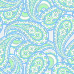 Paisley Ornamental seamless pattern. kalamkari vector fabric background - 747944332