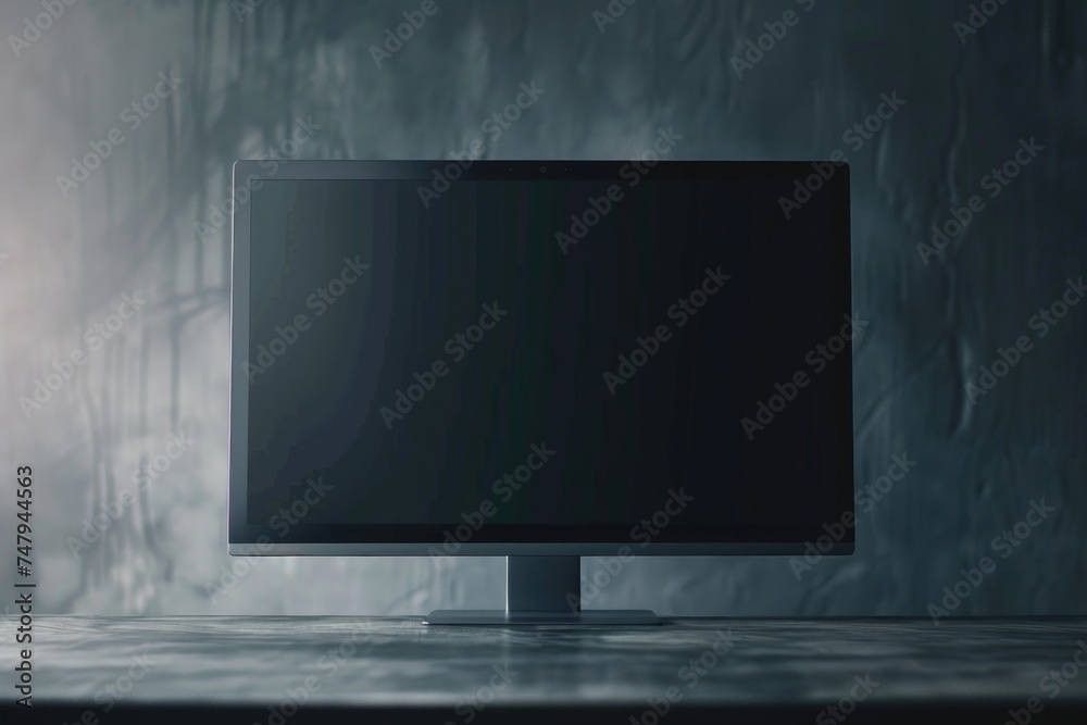 Aufkleber A computer monitor placed on a desk. Suitable for office or technology concepts