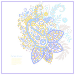 Paisley isolated. Card with paisley isolated for design. Floral vector pattern. Embroidery floral vector pattern.  - 747944544