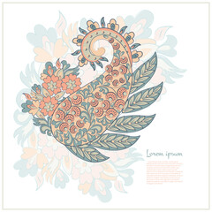 Paisley vector isolated pattern. Floral Vintage illustration - 747944585