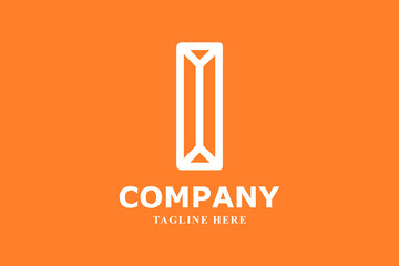 lineart letter i logo on an orange background