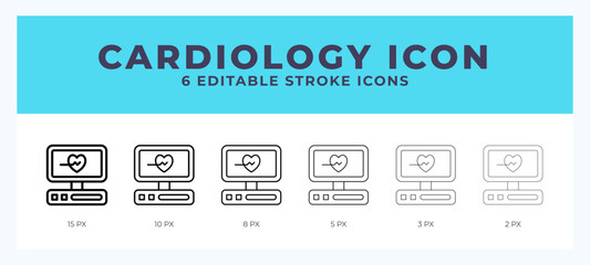 Cardiology icon with different stroke. Vector illustration.