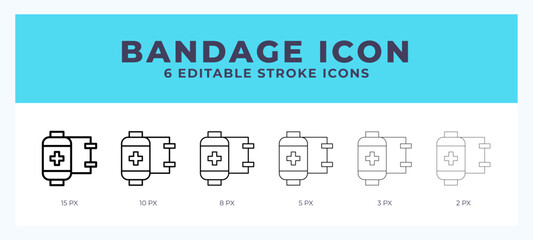 Bandage line icon illustrations with editable strokes.