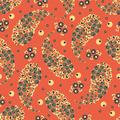 Floral paisley seamless pattern. damask vector background - 747945147